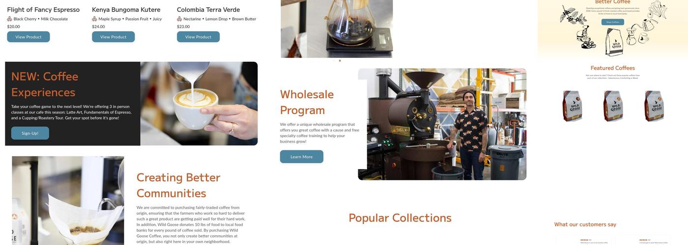 Wild Goose Coffee Roasters Menu