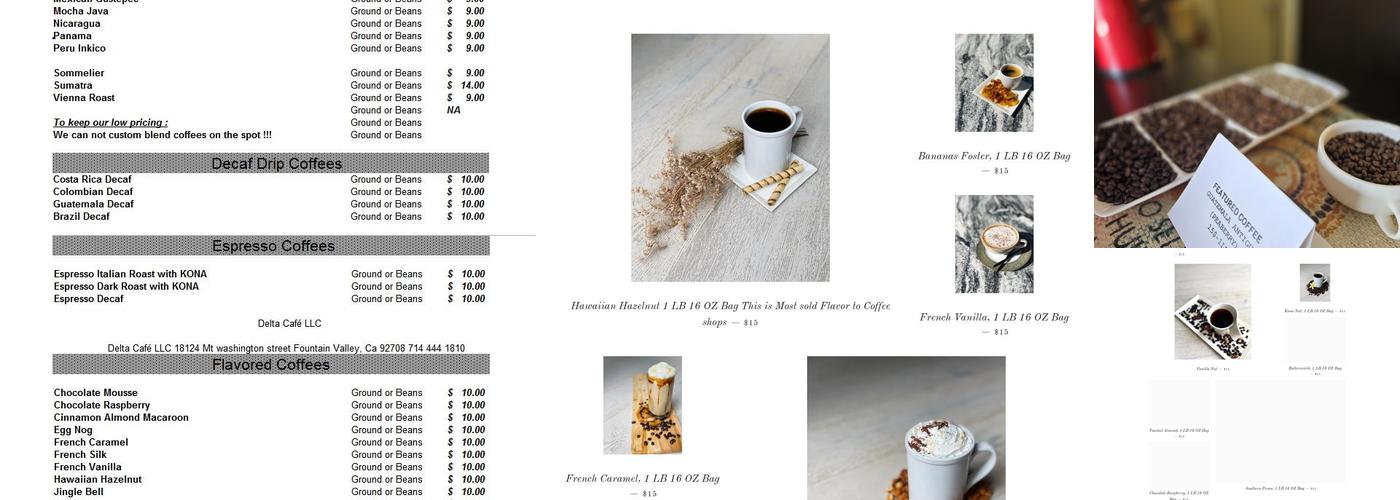 Delta Cafe Roasting Co. Menu