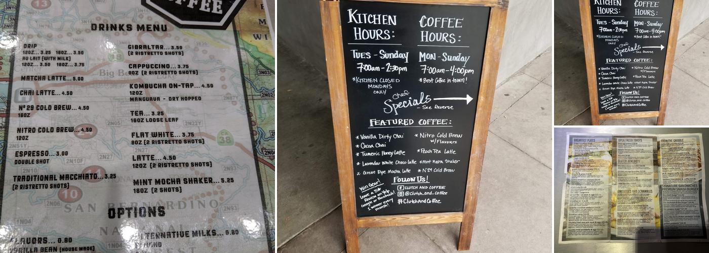 Clutch and Coffee Menu