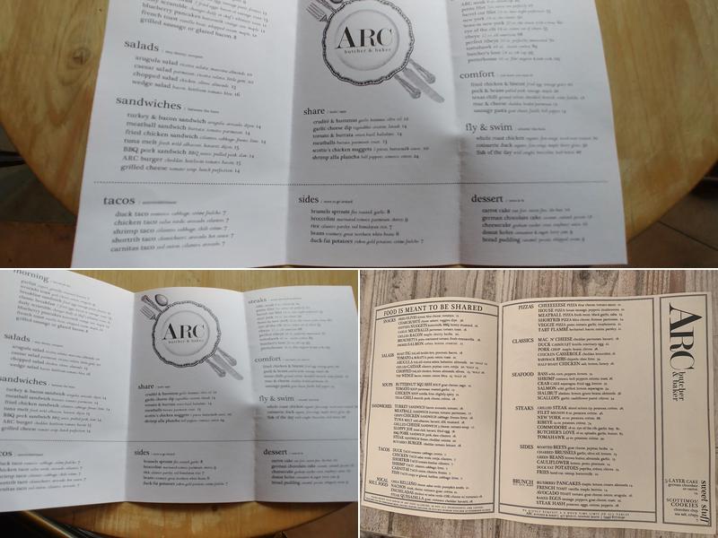 Arc Butcher & Baker Menu