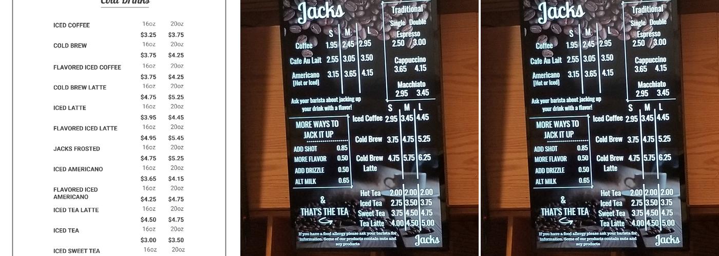 Jacks Menu