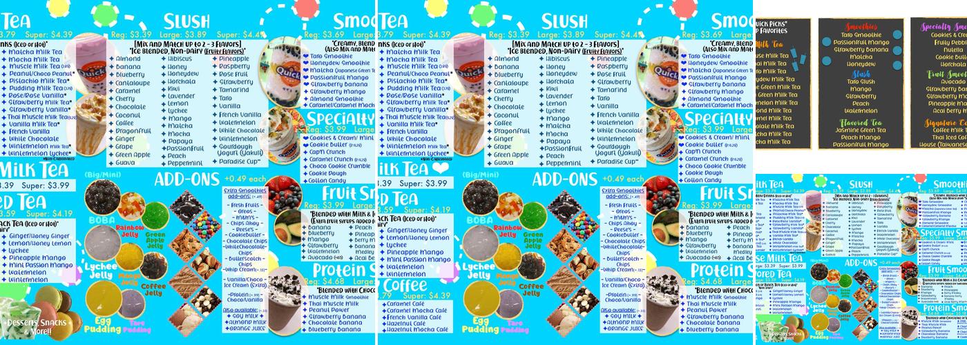 Quickly Boba Menu