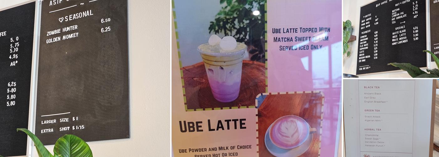 ASIP Coffee Roaster Co. Menu