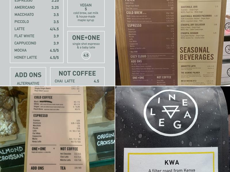 Lineage Coffee Roasting Menu