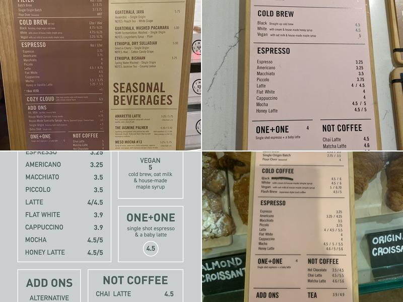 Lineage Coffee Roasting Menu