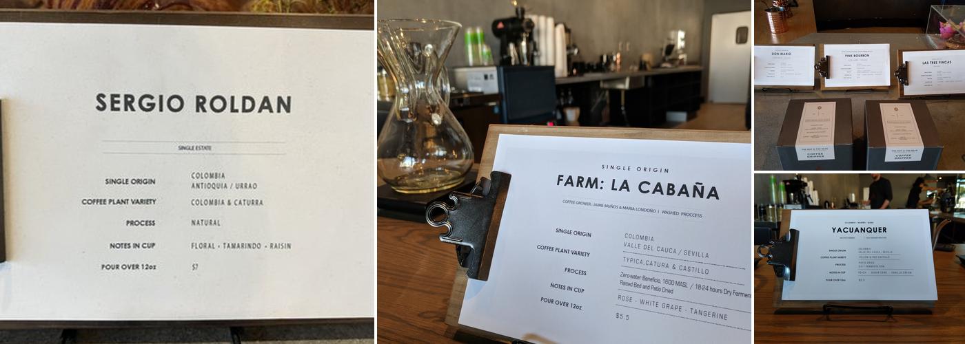 The Boy & The Bear - Coffee Roastery Menu
