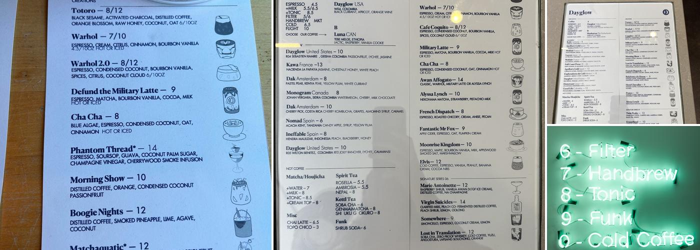 Dayglow Menu