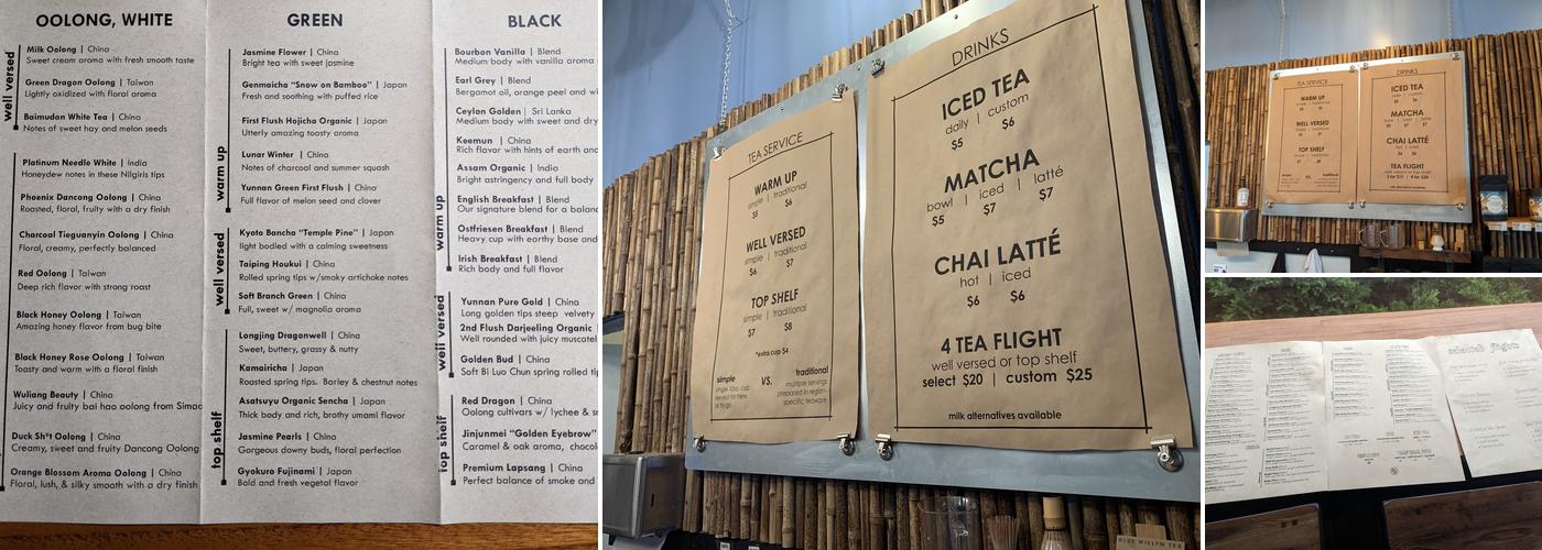 Blue Willow Teaspot Menu