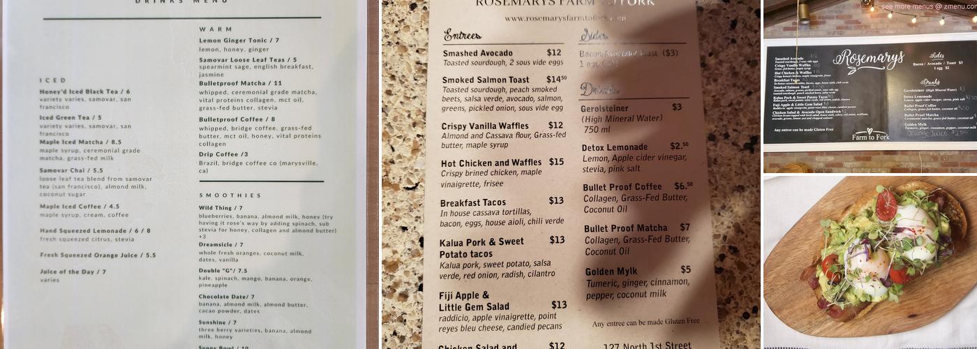 Rosemarys Farm To Fork Menu