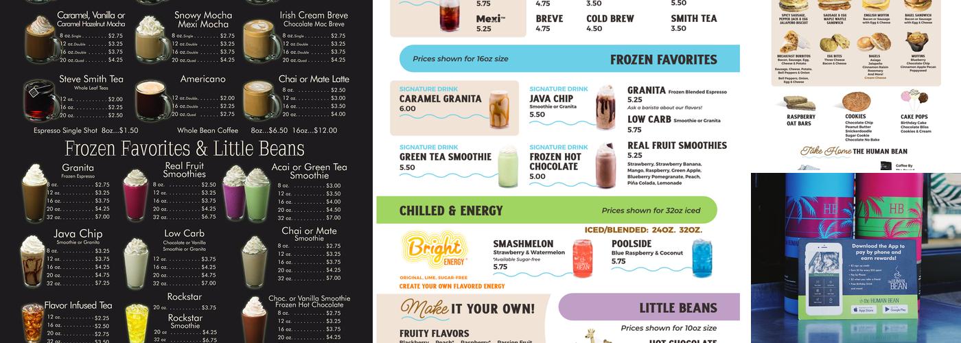 The Human Bean Menu