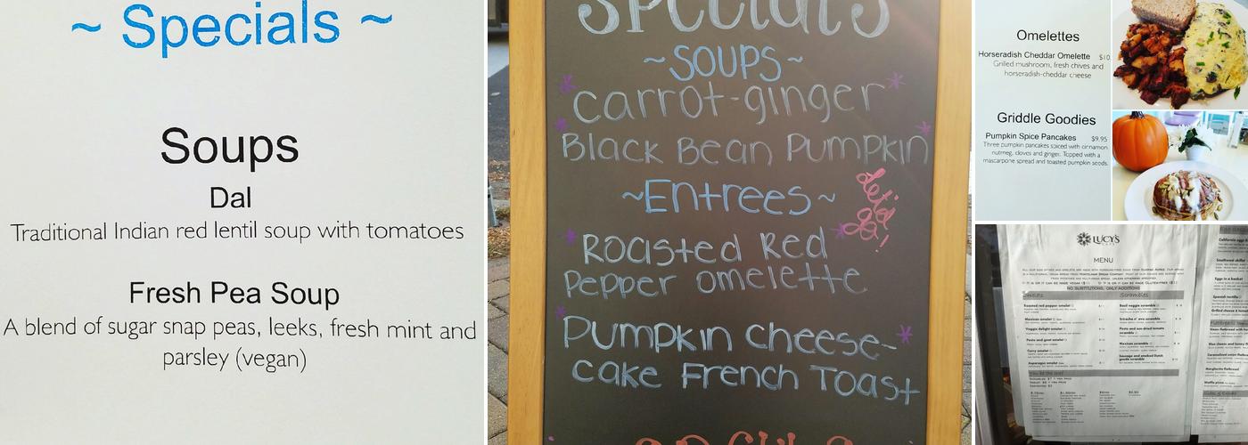 Lucy’s Cafe Menu