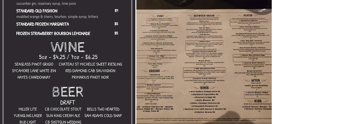 The Standard Plate & Pour Menu