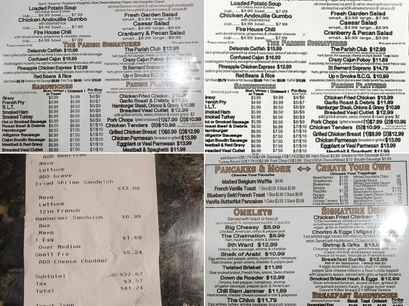 Parish Diner Menu