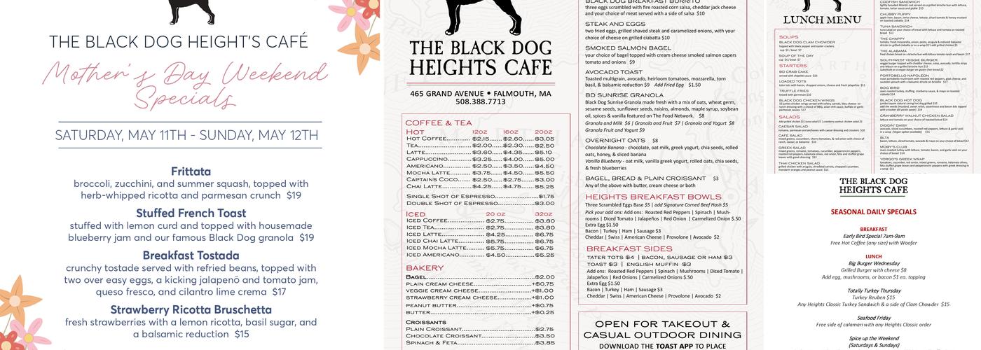 The Black Dog Heights Cafe Menu