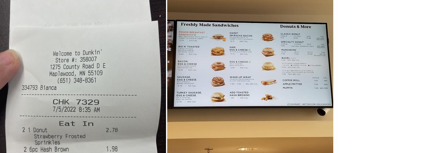 Dunkin' Menu