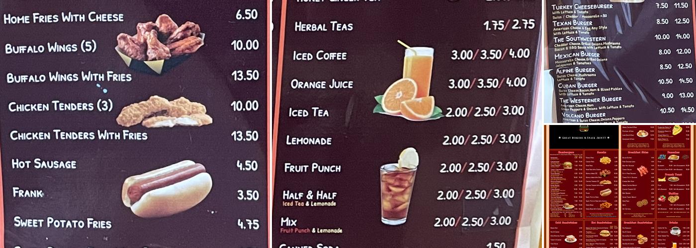 TEXAS STAR Burger & Snack Joint Menu