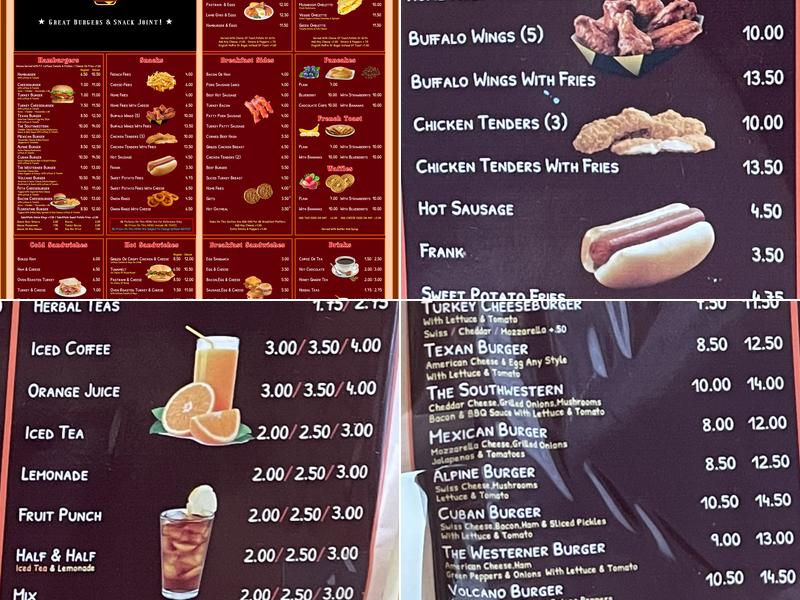 TEXAS STAR Burger & Snack Joint Menu