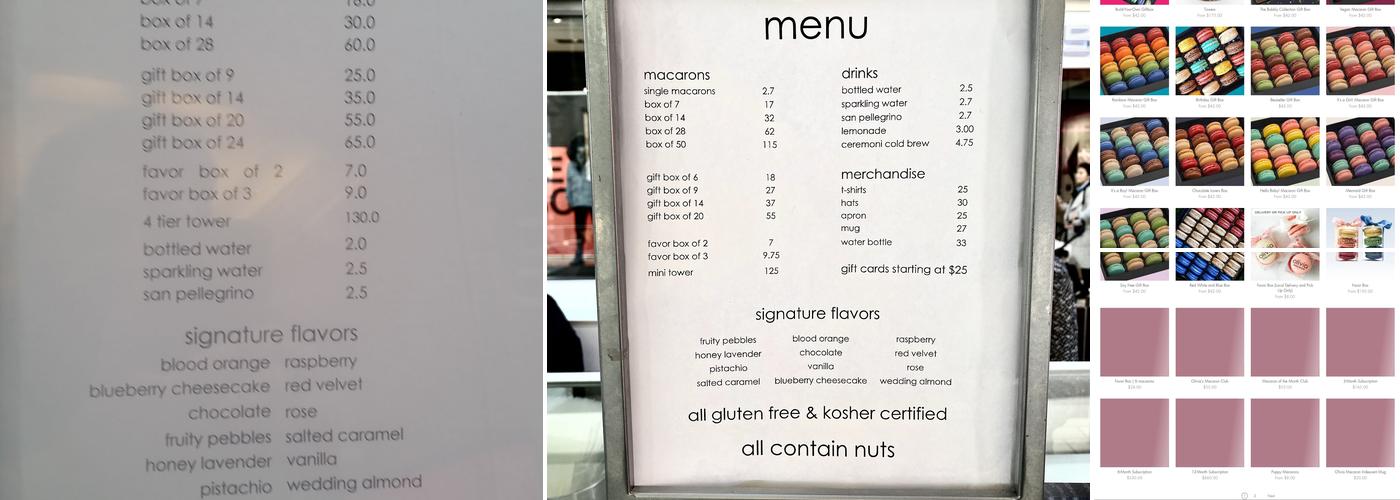 Olivia Macaron Menu