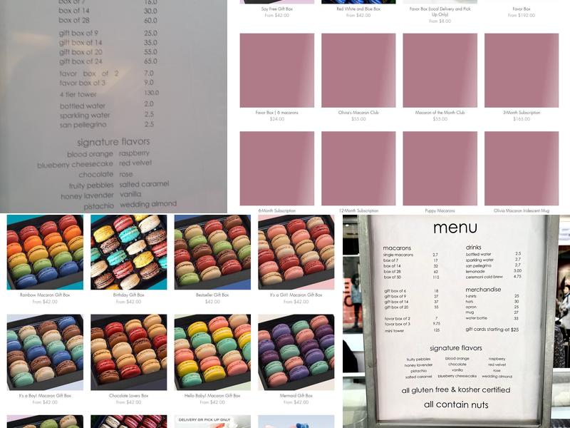 Olivia Macaron Menu