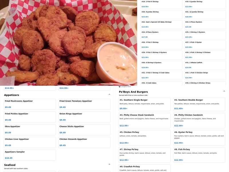 Sam's Southern Eatery - Ada Menu