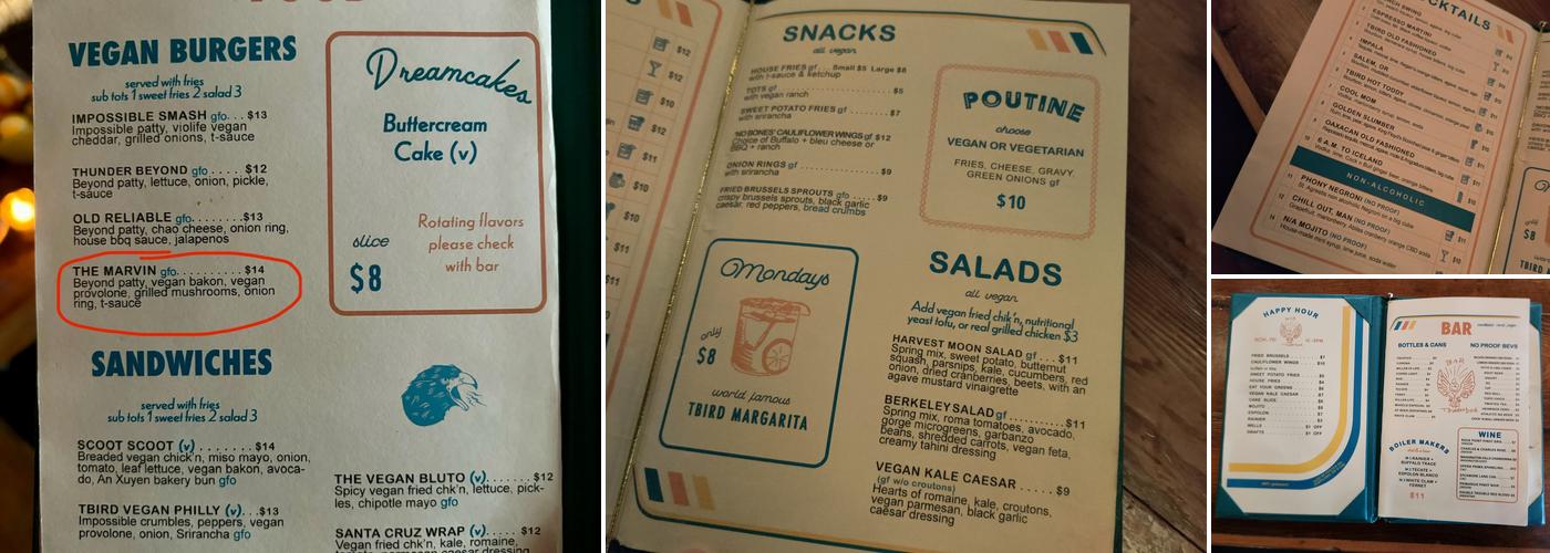 Thunderbird Bar Menu