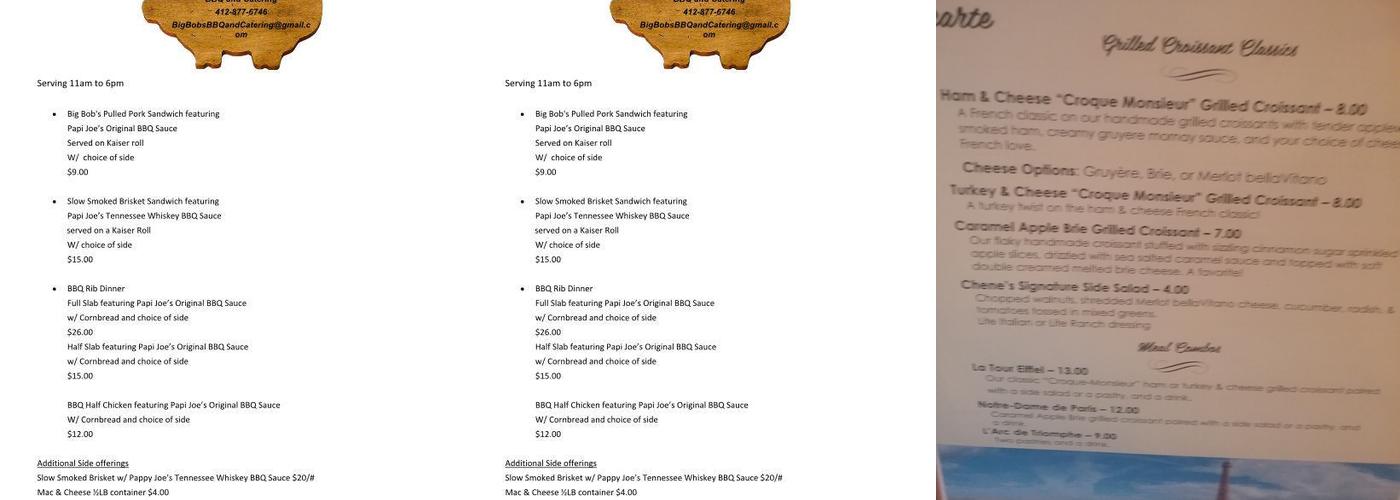 Raccoon Creek Winery at Kramer's Greenhouse Menu