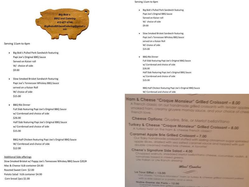 Raccoon Creek Winery at Kramer's Greenhouse Menu