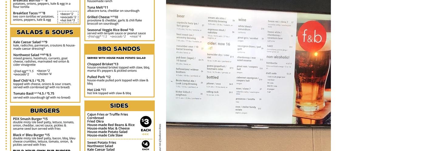 Marquam Hill Pub Menu