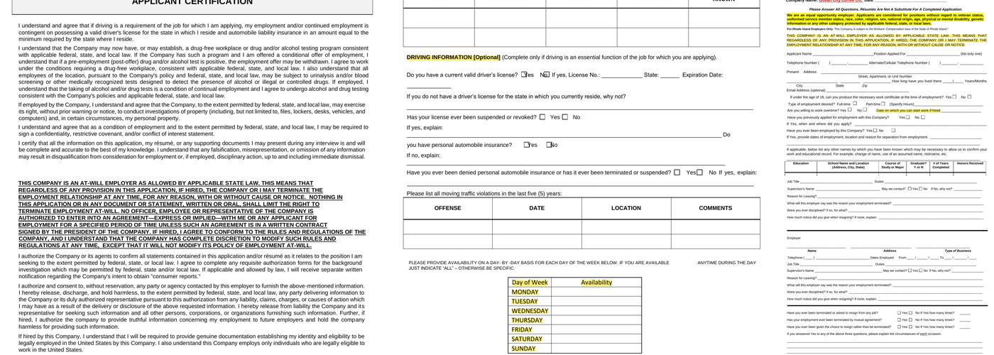 Ocean City Coffee Company Menu