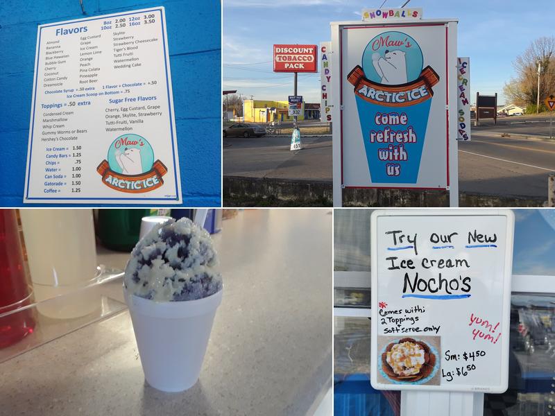 Maw's Arctic Ice, LLC Menu