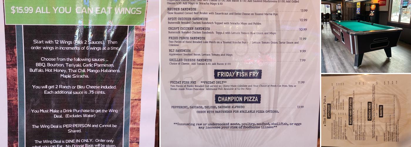 The Rustic Pub Menu