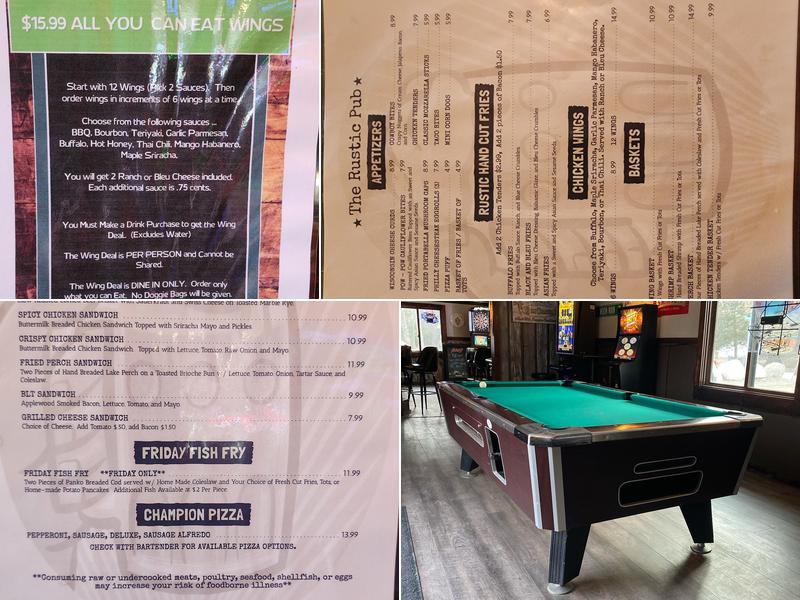The Rustic Pub Menu