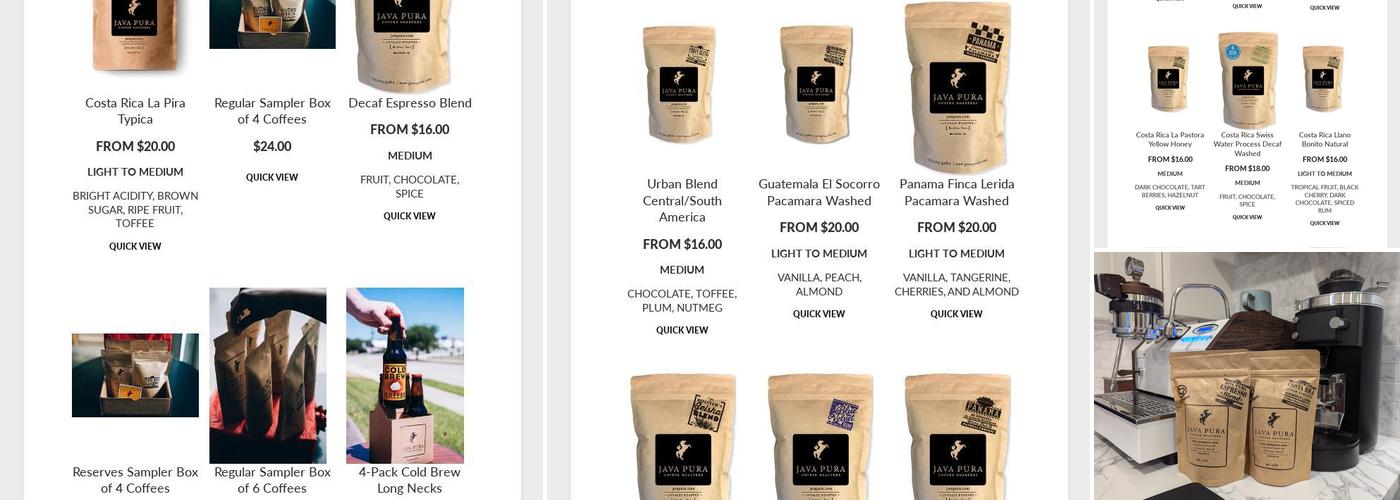 Java Pura Coffee Roasters Menu