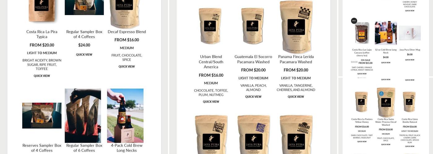 Java Pura Coffee Roasters Menu