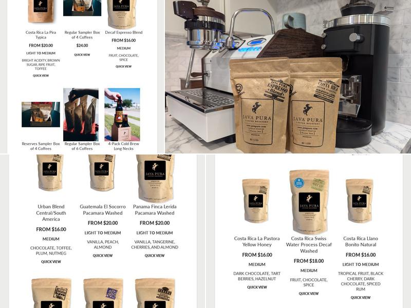 Java Pura Coffee Roasters Menu