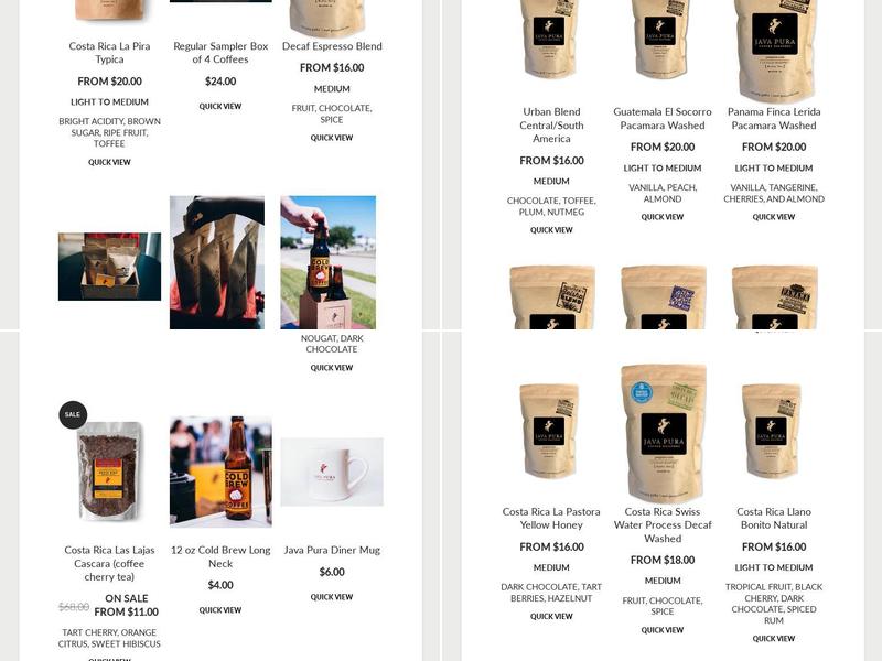 Java Pura Coffee Roasters Menu