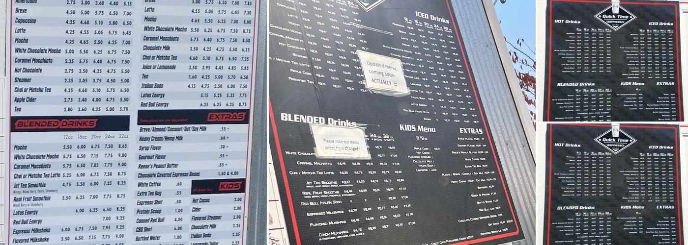 Quick Time Espresso Menu