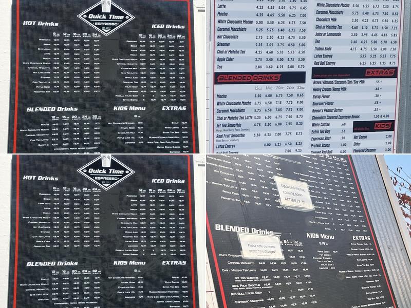 Quick Time Espresso Menu