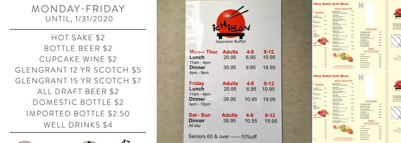 ICHIBAN BUFFET Menu