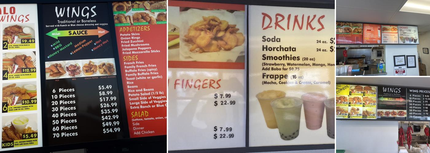 Buffalo Wings Menu
