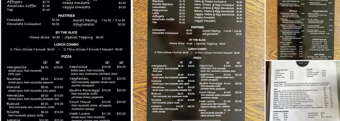 Pizzaiolo Italian Cafe Menu