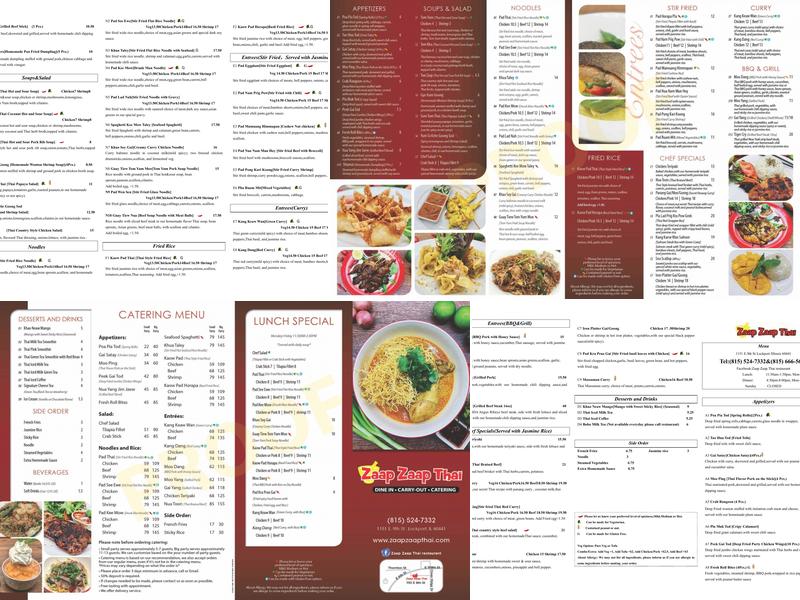 Zaap Zaap Thai Menu