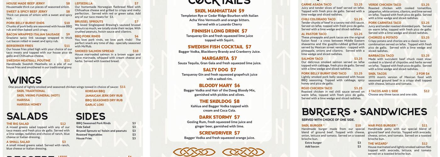 SKØL Menu