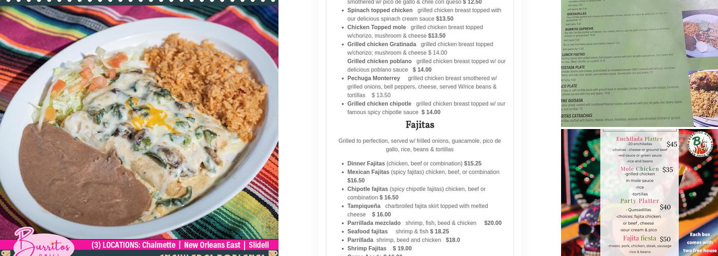 Burrito’s Grill Menu
