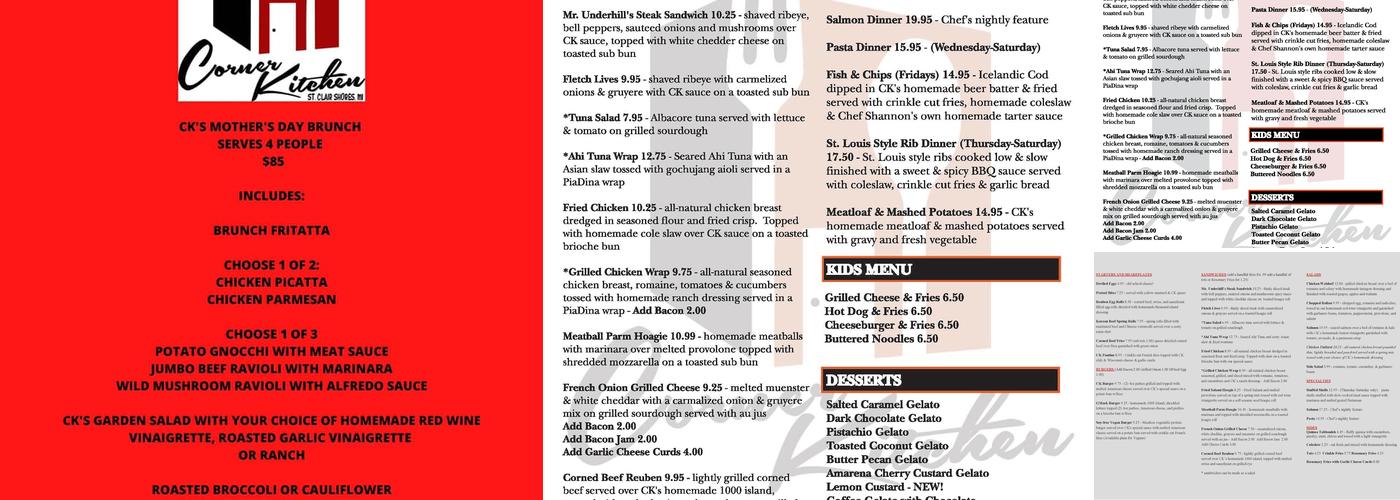 Corner Kitchen Menu