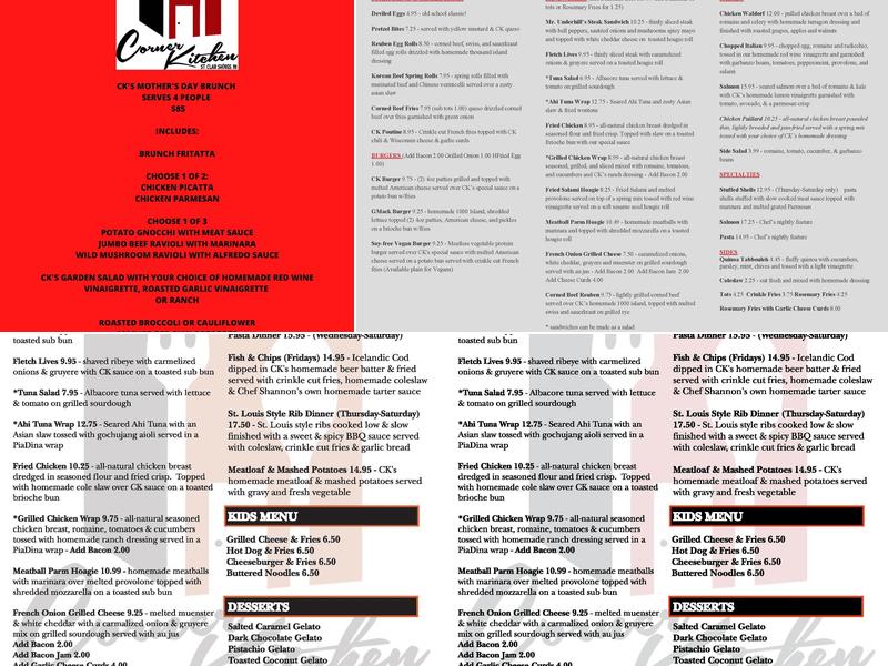 Corner Kitchen Menu