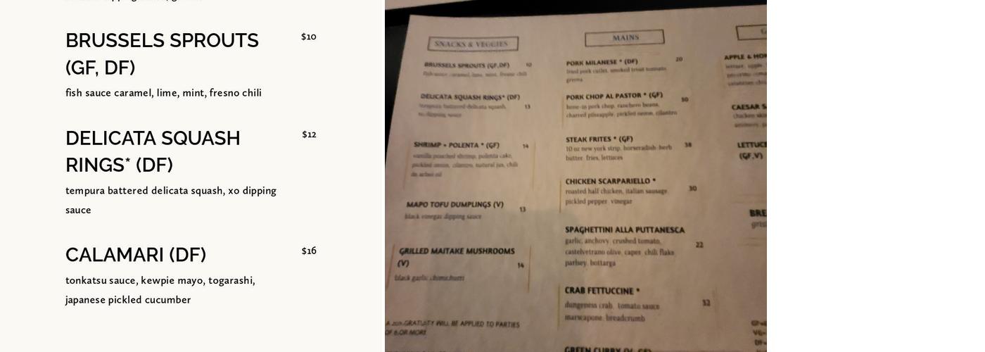 Second Set Bistro Menu