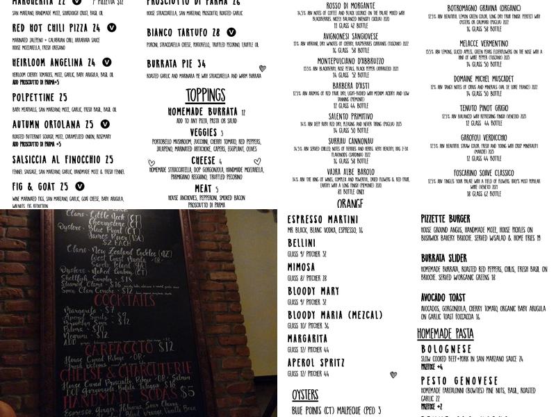 Pizzette Menu