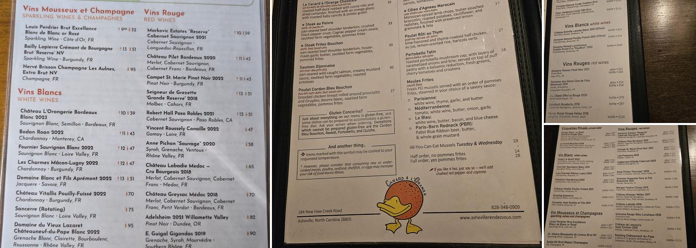 Rendezvous Menu
