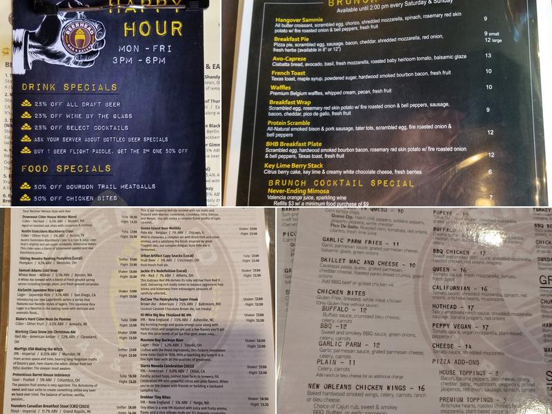 Beerhead Bar & Eatery Menu